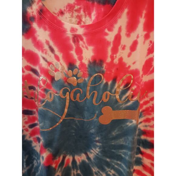 Dogaholic Pink and Turquoise Tie Dye T-Shirt Size 3XL - Picture 2 of 8